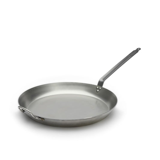 de Buyer Cepamā panna "Lyonnaise" CARBONE PLUS - 50 cm smaga tērauda ar rokturi, pelēka krāsa, izturīga un efektīva.