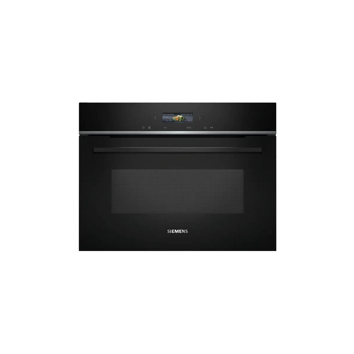 Siemens CE732GXB1 iQ700 iebūvēta mikroviļņu krāsns, 60 x 45 cm, melna, cookControl10 - automātiskās programmas, humidClean Plus - iekšējā tīrīšana, mikroviļņu inverters tehnoloģija, softClose mikroviļņu durvis