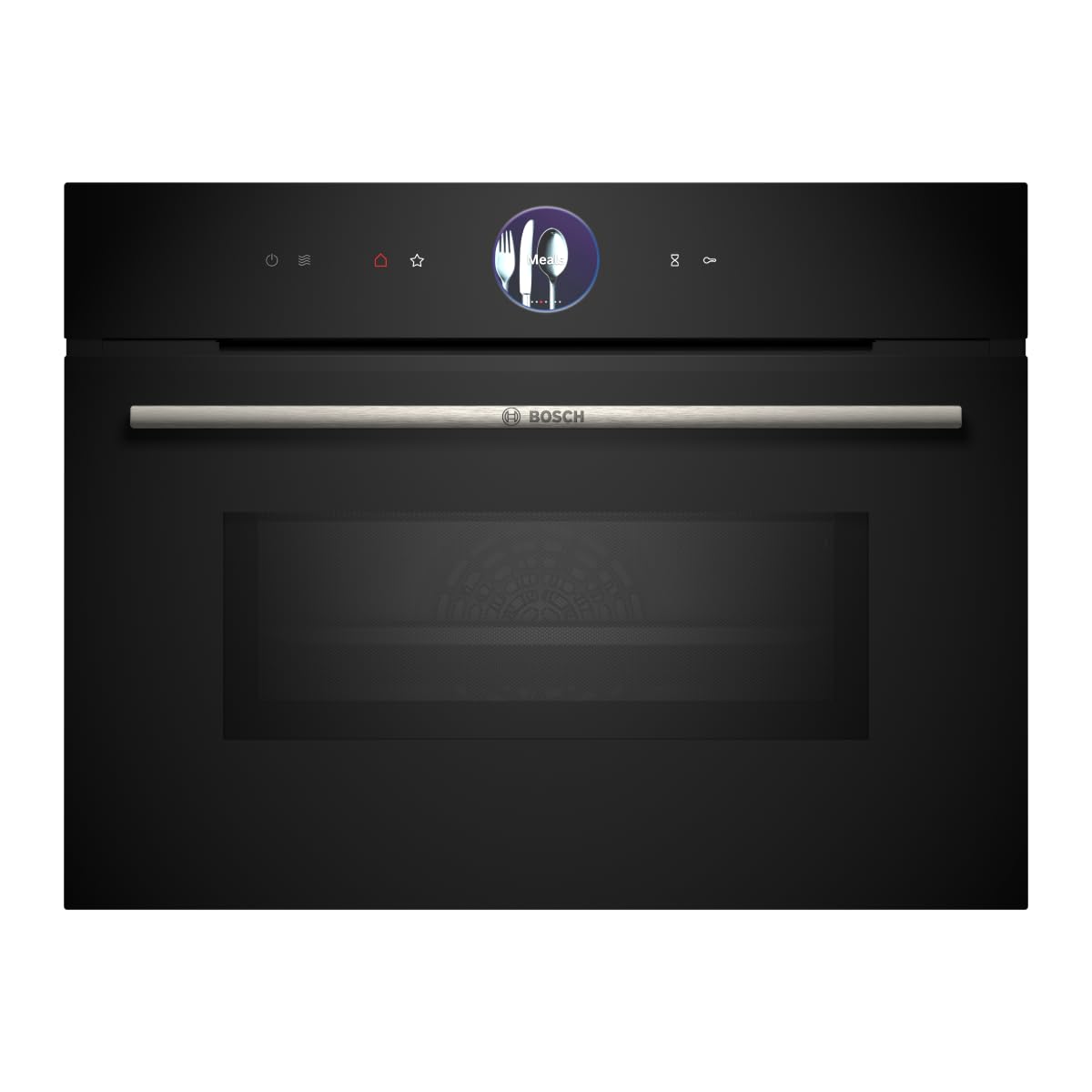 Bosch CMG7761B1 iebūvējamā kompaktkrāsns ar mikroviļņu funkciju, Serie 8, 45 x 60 cm, Black, Made in Germany, pirolīze, Air Fry, digitālais vadības gredzens, skārienekrāns, automātiskās programmas