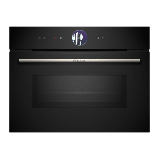 Bosch CMG7761B1 iebūvējamā kompaktkrāsns ar mikroviļņu funkciju, Serie 8, 45 x 60 cm, Black, Made in Germany, pirolīze, Air Fry, digitālais vadības gredzens, skārienekrāns, automātiskās programmas
