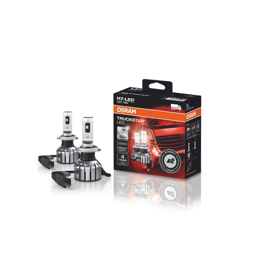 OSRAM TRUCKSTAR LED H7, tālās un tuvās gaismas LKW, ar ceļu atļauju, 24V, līdz 230% vairāk gaismas, balta