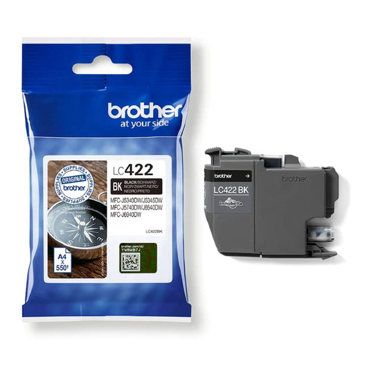 Brother LC-422BK Black Ink Cartridge - Yields approximately 550 pages, compatible with MFC-J5340DW, J5345DW, J5740DW, J6540DW, J6940DW.