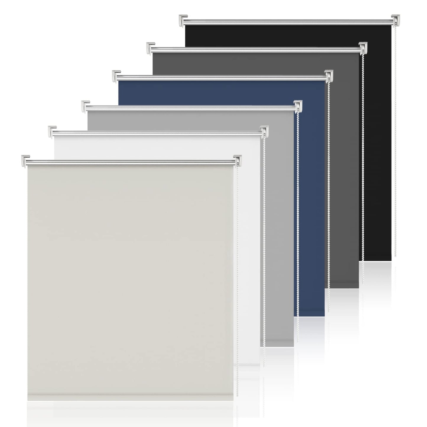 Blackout rullo žalūzijas bez urbšanas, logu rullo žalūzijas, aptumšojošas, krēmkrāsas, B100 x H120 cm, termorullo, iekšējās žalūzijas, nostiprināmas ar skavu, saules aizsardzības rullo žalūzijas