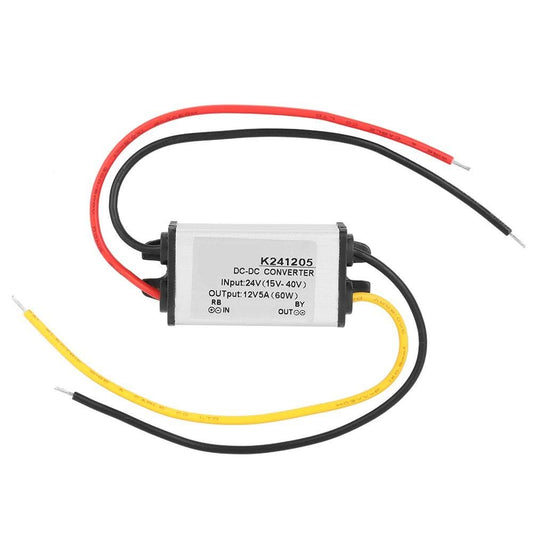 BuyWeek barošanas bloks sprieguma pārveidotājs DC-DC 24V uz 12V, 5A ar alumīnija korpusu LED lentes auto audio radio