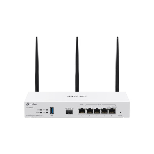 TP-Link Festa FR365 AX3000 Gigabit VPN WiFi vārti, bezmaksas mākoņa pārvaldība, WiFi 6 AX3000, 6× Gigabit porti (ieskaitot 1 SFP), 1× USB 3.0 WAN ports, biznesa līmeņa kvalitāte