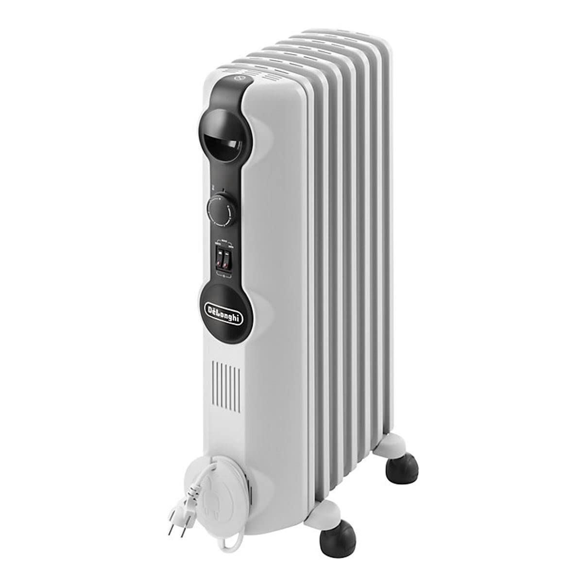 Eļļas radiators De'Longhi Radia S TRRS0715, 1500W, 7 ribas, telpām līdz 45m³, drošības termostats, pretapledojuma funkcija, pārnēsājams, balts