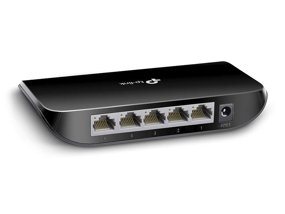 TP-Link TL-SG1005D 5 portu gigabitu galda slēdzis, 5 x 10/100/1000 Mbps RJ45 porti, automātiska saskaņošana, Auto-MDI/MDIX, Green IT, līdz 70% mazāks enerģijas patēriņš, plastmasas korpuss, melns