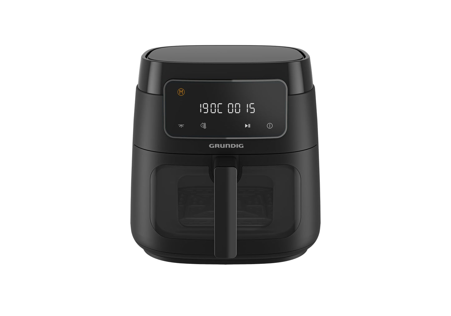 Grundig FRY 7320 - 7.6L hot air fryer, 1750W, touch display, large viewing window, non-stick, dishwasher-safe basket, black