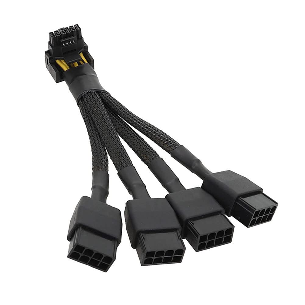 Jvareaty GPU RTX4090 RTX4080 - 4X8 Pin PCI-E power cable, 12VHPWR connector, 90-degree angle, replacement accessory.
