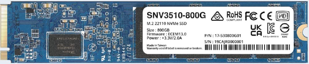 Synology SNV3510 800GB M.2 22110 NVMe PCIe 3x4 SSD - High-speed storage, durable design, optimized for performance.