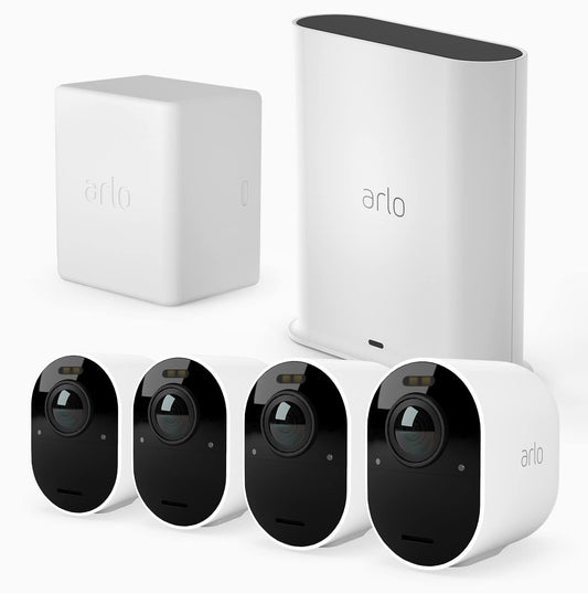 2. Arlo Ultra2 uzraudzības kamera ārā un BEZMAKSAS papildu akumulatora komplekts, 4 gab. komplekts - balts, Arlo Secure plāna izmēģinājuma periods