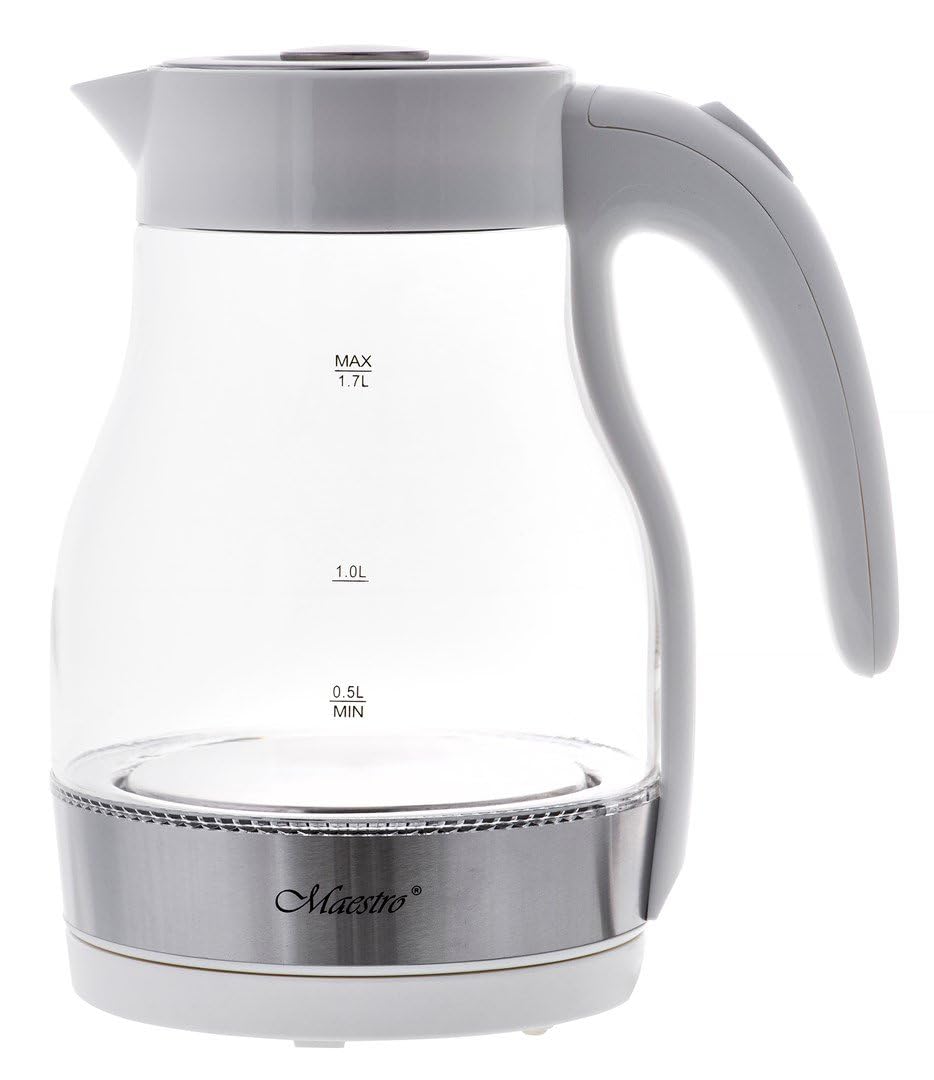 Maestro ELEKTRISKĀ TĒJKANNA MR-061 BALTA - White electric kettle with rapid boil and automatic shut-off features.