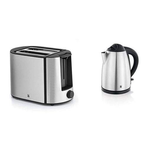 WMF Bueno Pro tosteris nerūsējošā tērauda, 2 šķēles, 6 brūnināšanas līmeņi, 870 W, matēts nerūsējošais tērauds & Bueno tējkanna nerūsējošā tērauda 1,7l, elektriskā tējkanna ar kaļķu filtru, 2400 W, matēts nerūsējošais tērauds