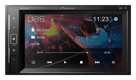 5. Pioneer DMH-A240DABAN, 2-DIN multimediju atskaņotājs, īsa uzstādīšanas dziļums, 6,2 collu ClearType skārienekrāns, viedtālruņa savienojums, DAB/DAB+ digitālais radio, Bluetooth, 13 joslu grafiskais ekvalaizers, iekļauta DAB antena