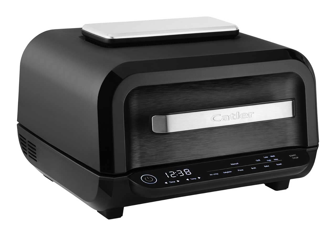 Catler Grils un Friteuze XXL 7,2 l - kompakts, 8 funkcijas, bez eļļas, melns, elektriskais grils un fritēze.