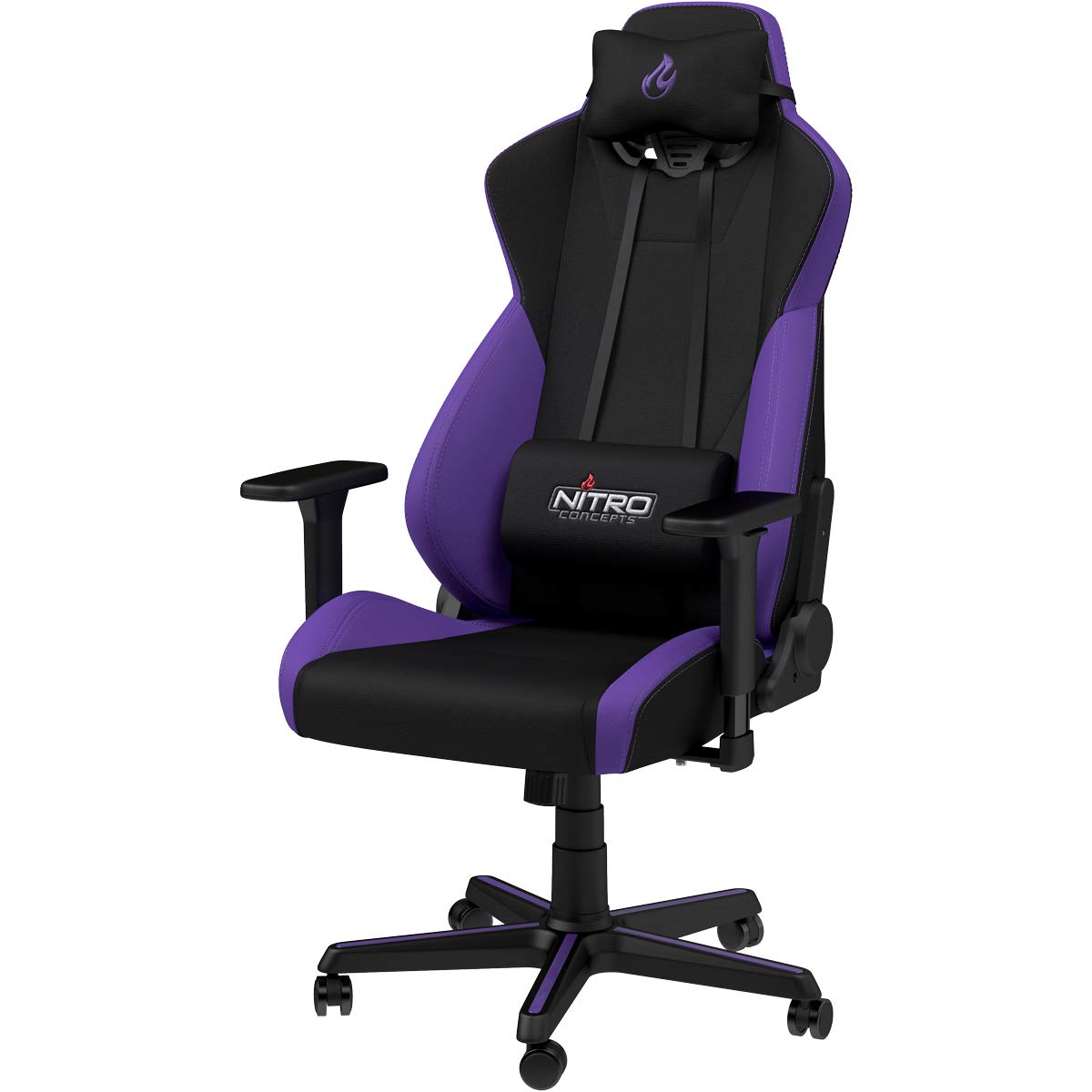 Gaming krēsls NITRO CONCEPTS S300, ergonomisks biroja krēsls, rakstāmgalda krēsls, šefa krēsls, PC krēsls, auduma apdare, 135 kilogramm, Nebula Purple (violets)