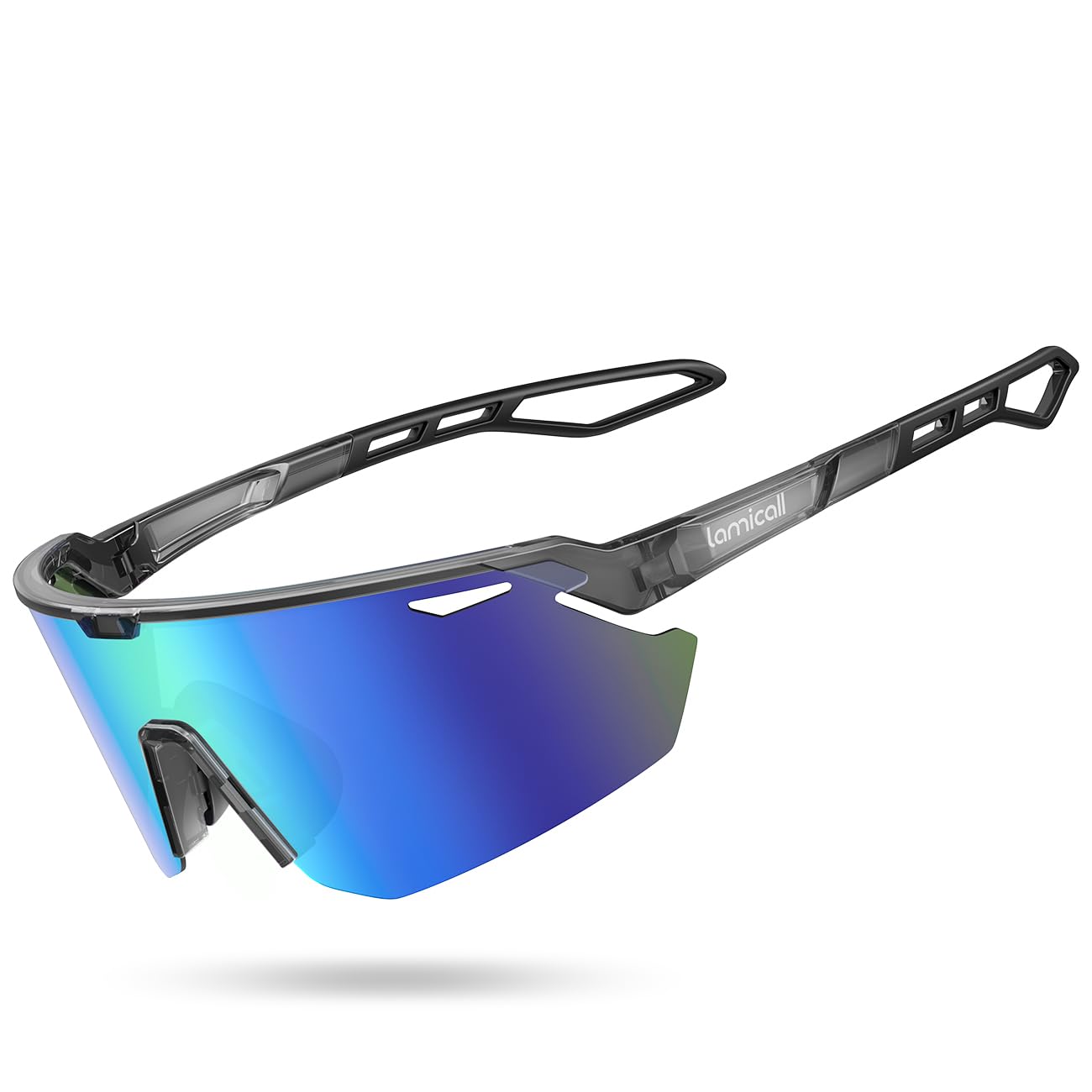 Lamicall Schnelle Brille Herren, Fahrradbrille Damen - [24g TR-90 Super Leicht] Polarisiert Sportbrille Laufbrille mit Verstellbaren Nasenpad & Bügel, UV400 Sonnenbrille Sport für Fahrrad/Ebike/Laufen