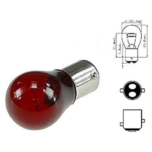 12V 21/5W BAY15D SARKANA SPULDZE AUTO BREMŽU GAIŠA SPULDZE AUTOBIRNEN AIZMUGURES GAIŠA STOP GAIŠA MOTOCIKLAM MOPĒDIEM Ārējā lampa