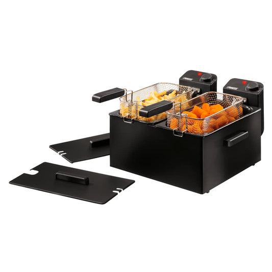 Princess 183028 Double Fryer - 2 x 3L, 1800W, stainless steel, black, with oil filter and cold zone function