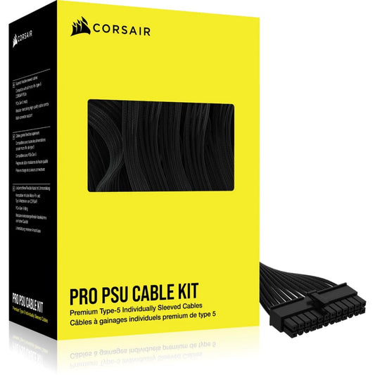 Corsair Premium 5th Gen PSU Cables - Pro Set, Black, durable design, optimized for performance and aesthetics.