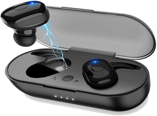LStiaq Bluetooth austiņas - bezvadu, 4 mikrofoni, automātiska savienošana, skārienvadība, melnas, sportam un birojam