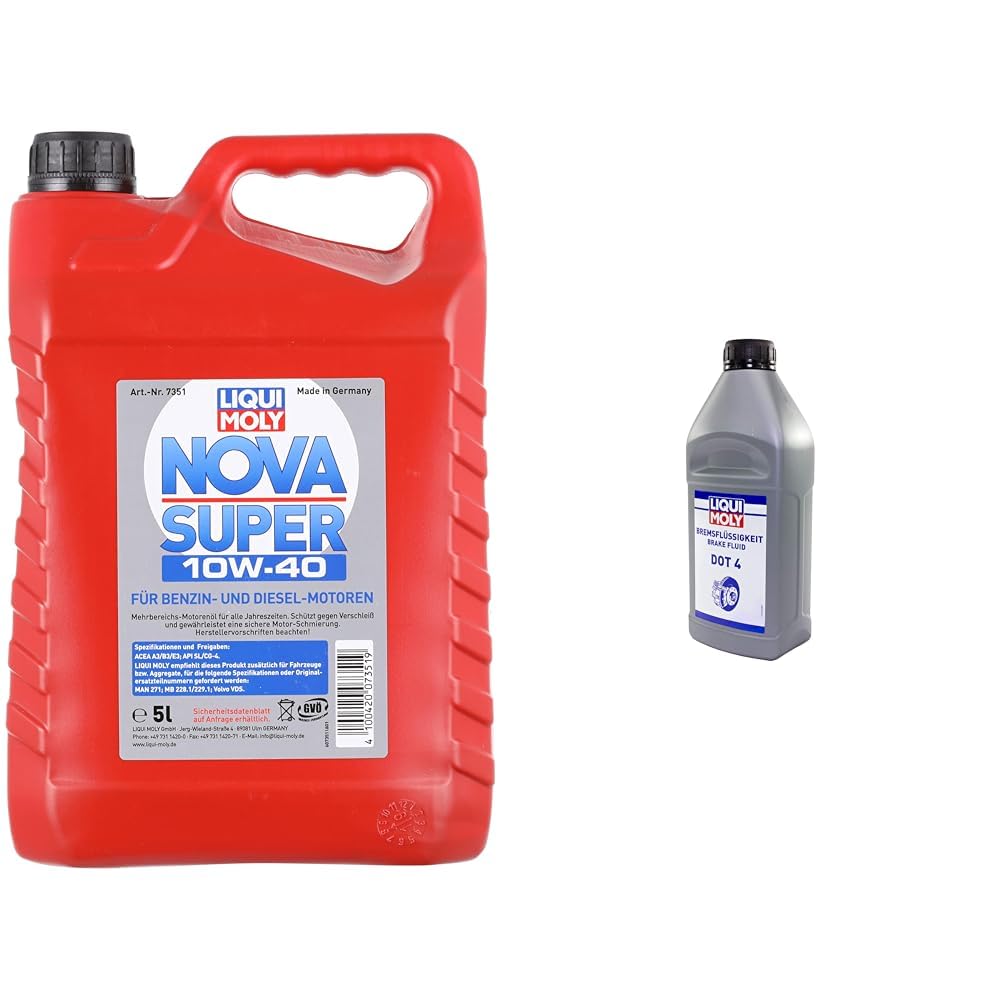 8. LIQUI MOLY Nova Super 10W-40 | 5 L | minerālais motorolie | Art.-Nr.: 7351 & bremžu šķidrums DOT 4 | 1 L | bremžu šķidrums | Art.-Nr.: 21157