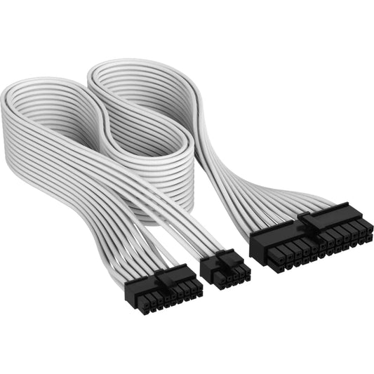Corsair ATX 24-pin PSU kabelis tips 5 - balts, apvalkots, augstas kvalitātes, drošs savienojums.