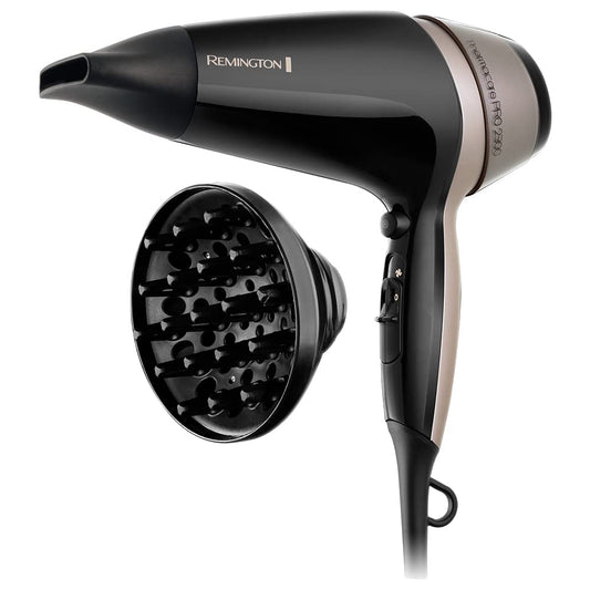 Remingon matu žāvētājs [ātra & efektīva žāvēšana] Thermacare PRO 2300 (2100W, jonu ģenerators, keramikas jonu gredzens, 3 sildīšanas & 2 atsevišķas ventilatora pakāpes, atdzesēšanas pakāpe, 2 stila uzgaļi + difuzors) D5715
