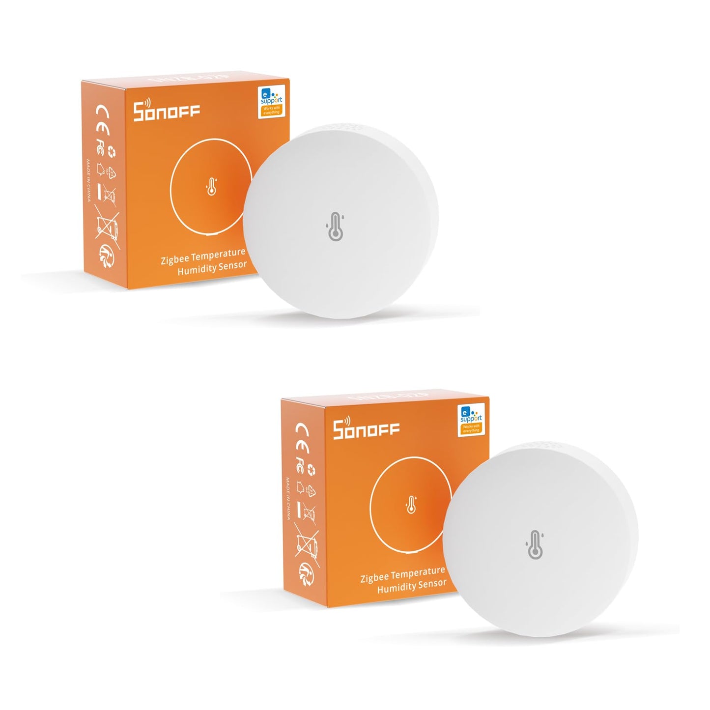 Zigbee temperatūras un mitruma sensors SONOFF SNZB-02P, 2 gab., viedais temperatūras sensors ar komforta trauksmi, Zigbee higrometrs, saderīgs ar Alexa/Google Home/HA/IFTTT, nepieciešams Zigbee centrs