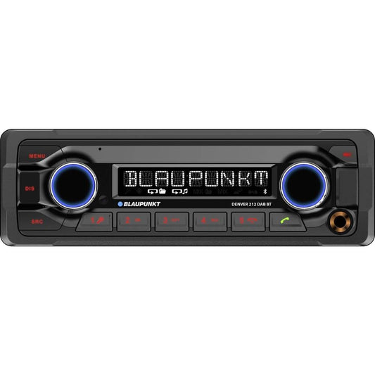 Blaupunkt DENVER 212 DAB BT | 1-DIN, DAB+, Bluetooth hands-free, 12 V, Heavy Duty dizains, īss uzstādīšanas dziļums, melns