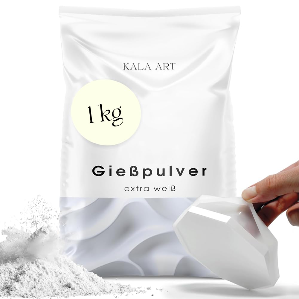 Liejamais pulveris, balts, KALA ART, 1kg, ģipša masa silikona formām, augstas kvalitātes reljefa liešanas pulveris, modelēšanas ģipsis liešanai radošiem projektiem