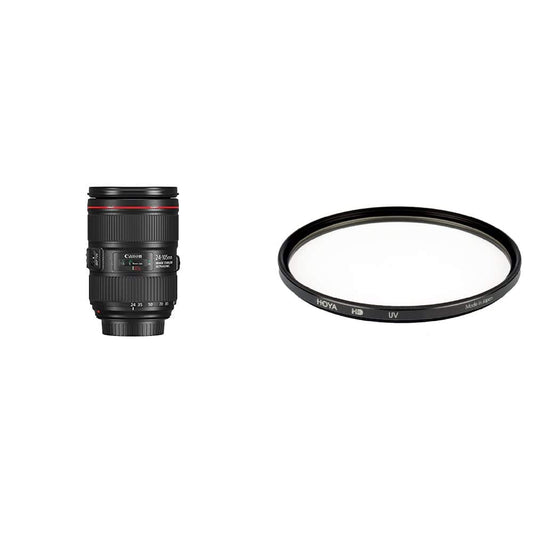Canon zoom objektīvs EF 24-105mm F4L is II USM EOS (77mm filtra vītne, attēla stabilizators) melns & Hoya HD UV filtrs 77mm
