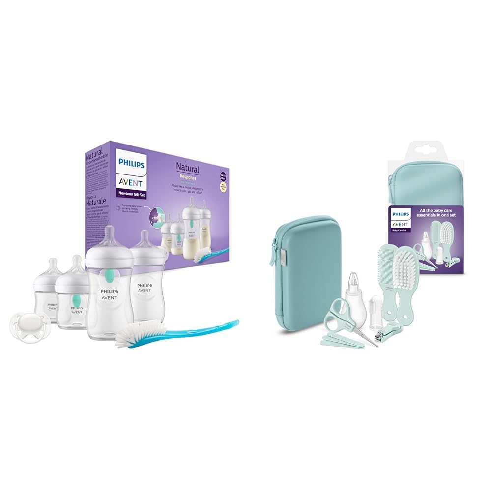 Philips Avent bērnu pudelītes ar AirFree vārstu un Avent bērnu kopšanas komplekts – sākuma komplekts ar 9 piederumiem