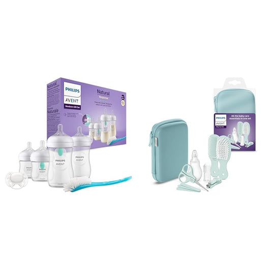 Philips Avent bērnu pudelītes ar AirFree vārstu un Avent bērnu kopšanas komplekts – sākuma komplekts ar 9 piederumiem