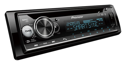 Auto magnetola Pioneer DEH-S720DAB-AN ar DAB antenu, 1-DIN, CD uztvērējs ar FM un DAB+, Bluetooth, MP3, USB un AUX ieeju, RGB apgaismojumu, brīvroku sistēmu, Smart Sync App, 13 joslu ekvalaizers