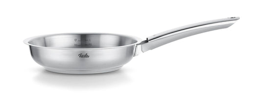 Fissler Pure Collection - 20 cm stainless steel frying pan, uncoated handle, internal scale, induction compatible, 10-year warranty.