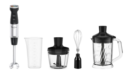 Moulinex Quickchef+, rokas mikseris, tehnoloģija ar Powelix asmeņiem, jauda 1000 W, mikseris ar ātru sajaukšanu un klusu režīmu, mazgājams trauku mazgājamajā mašīnā, DD67L8