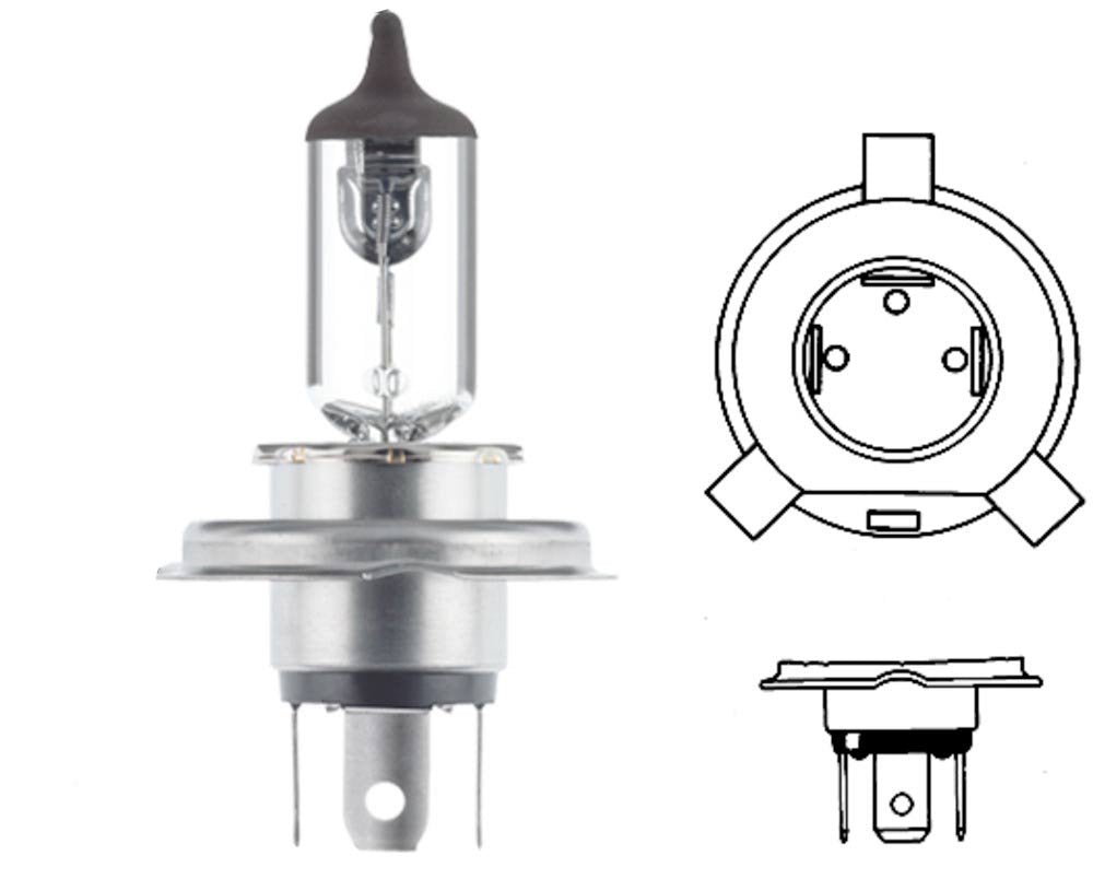 HELLA 8GJ 002 525-203 Spuldze - H4 - Augsta jauda tikai offroad lietojumiem - 12V - 100/90W - Pamatnes izpildījums: P43t-38 - Kaste - Daudzums: 1