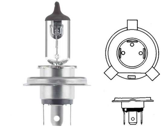 HELLA 8GJ 002 525-203 Spuldze - H4 - Augsta jauda tikai offroad lietojumiem - 12V - 100/90W - Pamatnes izpildījums: P43t-38 - Kaste - Daudzums: 1