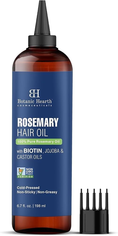 Rozmarīna matu eļļa Botanic Hearth ar biotīnu, jojobas eļļu un rīcineļļu, 198 ml