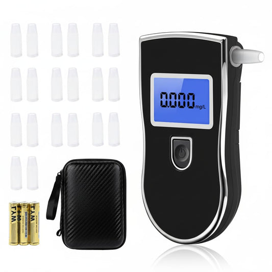 Yanbaozi digitālais alkohola testers ar LCD displeju, pārnēsājams elpas alkohola testeris ar pusvadītāja sensoru, ātrs alkohola mērītājs ar 20 iemutņiem, kompakts promiļu testers mājām un ceļošanai