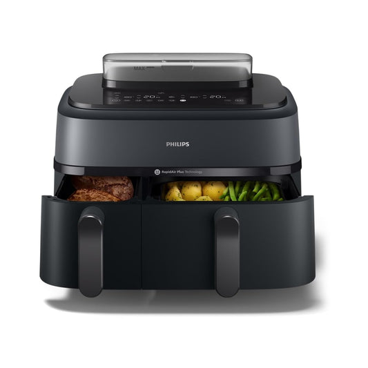 Philips Steam Airfryer 5000 - 9L, 2 grozi, RapidAir Plus, 19 funkcijas, tvaika tīrīšana, 90% mazāk tauku