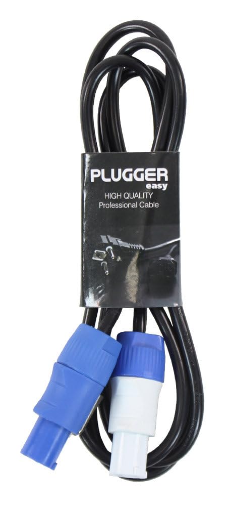 Barošanas kabelis Plugger Powercon vīrieša/vīrieša 1,8 m, melns