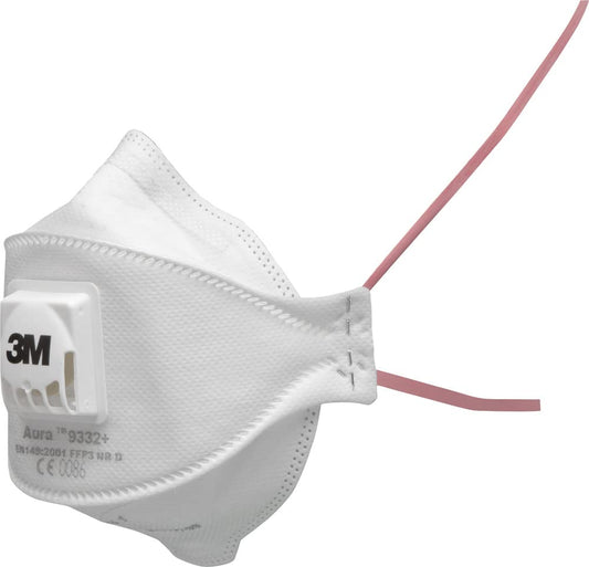 FFP3 respirators 3M Aura Partikelmaske 9332+ ar vārstu, 10 maskas iepakojumā