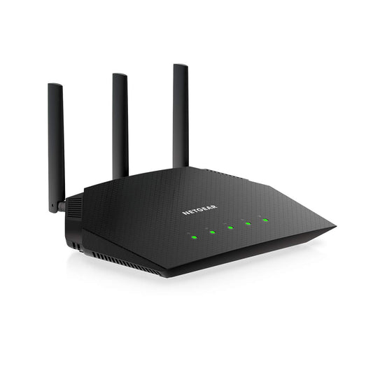 NETGEAR RAX10 WiFi 6 maršrutētājs AX1800 (4 plūsmas ar ātrumu līdz 1,8 GBit/s, Nighthawk WiFi maršrutētāja pārklājums līdz 100 m², saderīgs ar iPhone 12/13 vai Samsung S20/S21)
