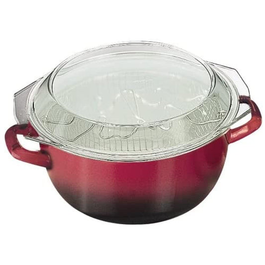 IBILI FREIDORA VOLCAN - 24 cm stainless steel, red/transparent/silver, includes pot and lid, 3-piece set.