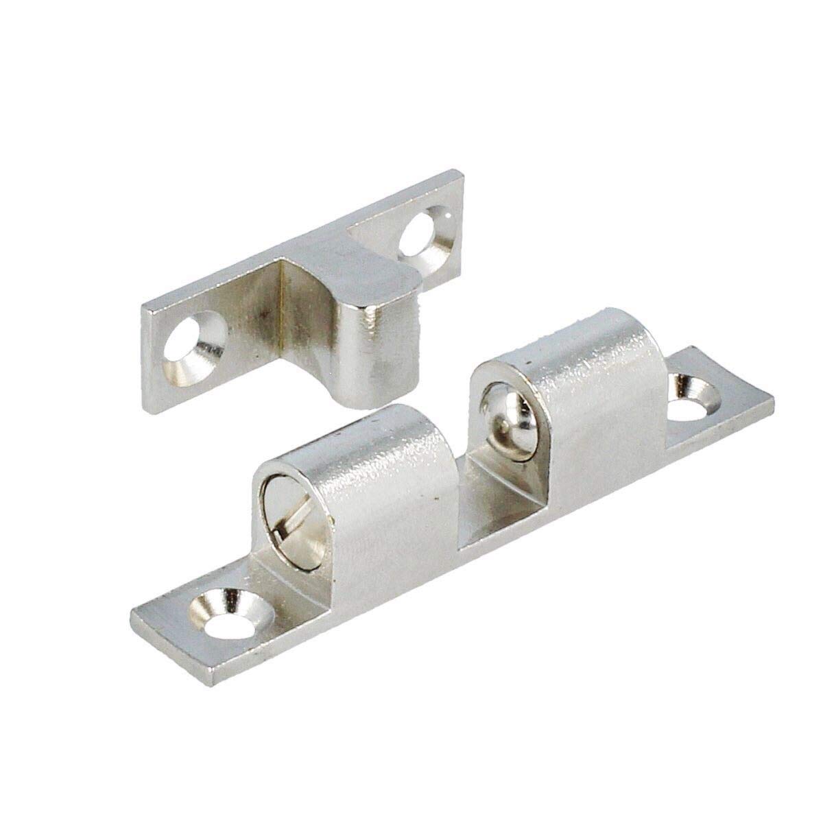 Mēbeļu magnētiskais fiksators no misiņa, niķelēts, divkāršs lodīšu aizvērējs, 60 x 13mm