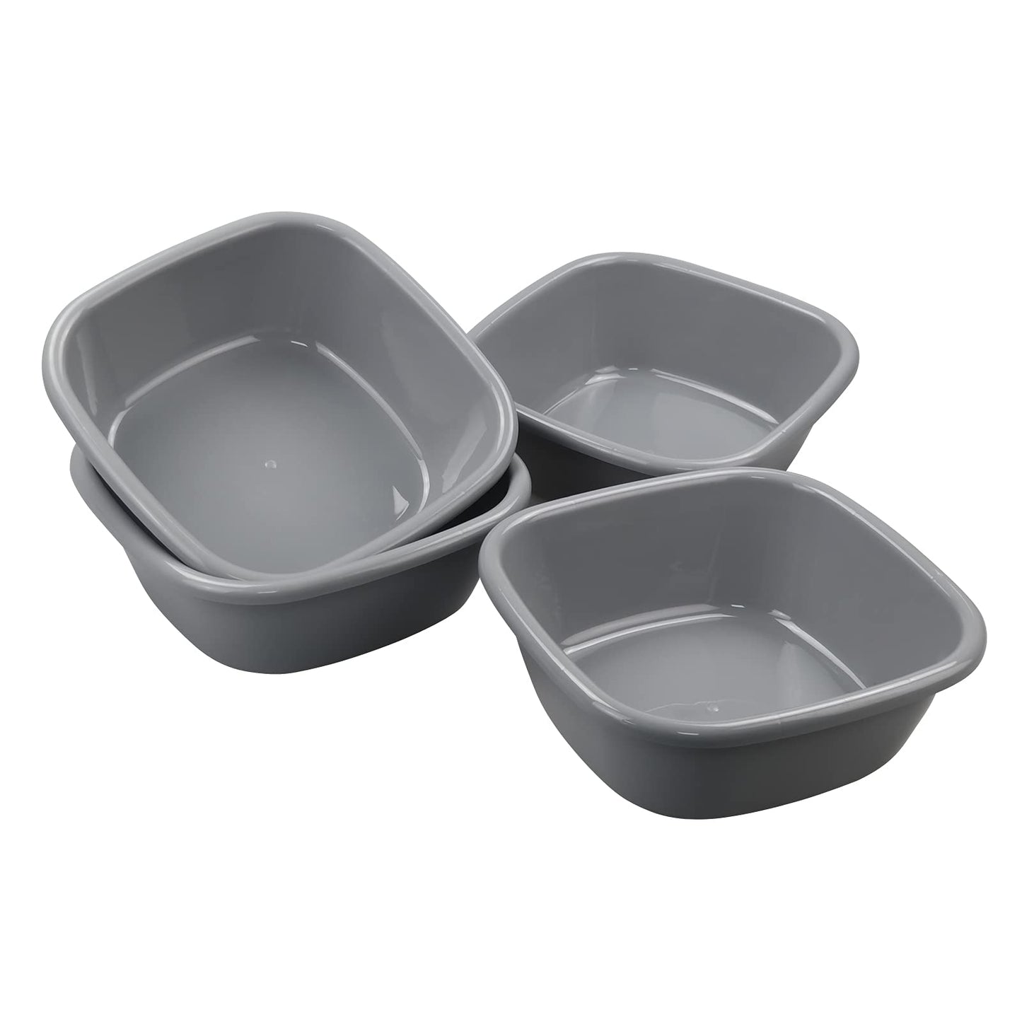 Easymanie pelēka kvadrātveida mazgāšanas bļoda no plastmasas, 4 gab. komplekts, mazas trauku mazgāšanas bļodas, mazgāšanas bļoda