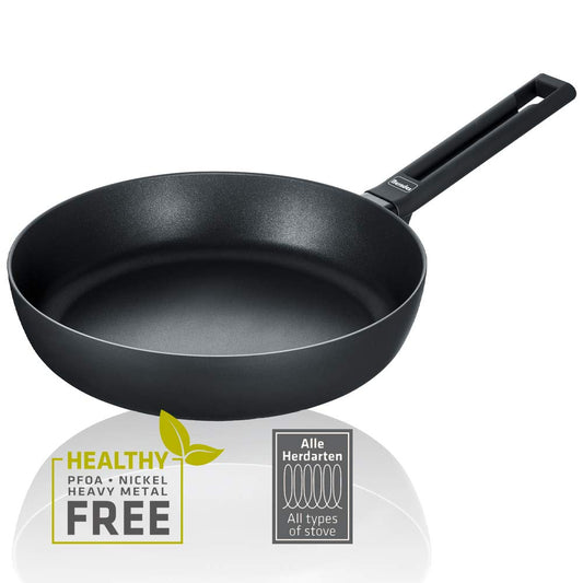 Berndes Alu Induction Sauté Pan 24 cm - Black aluminum, induction-compatible, durable, non-stick surface.
