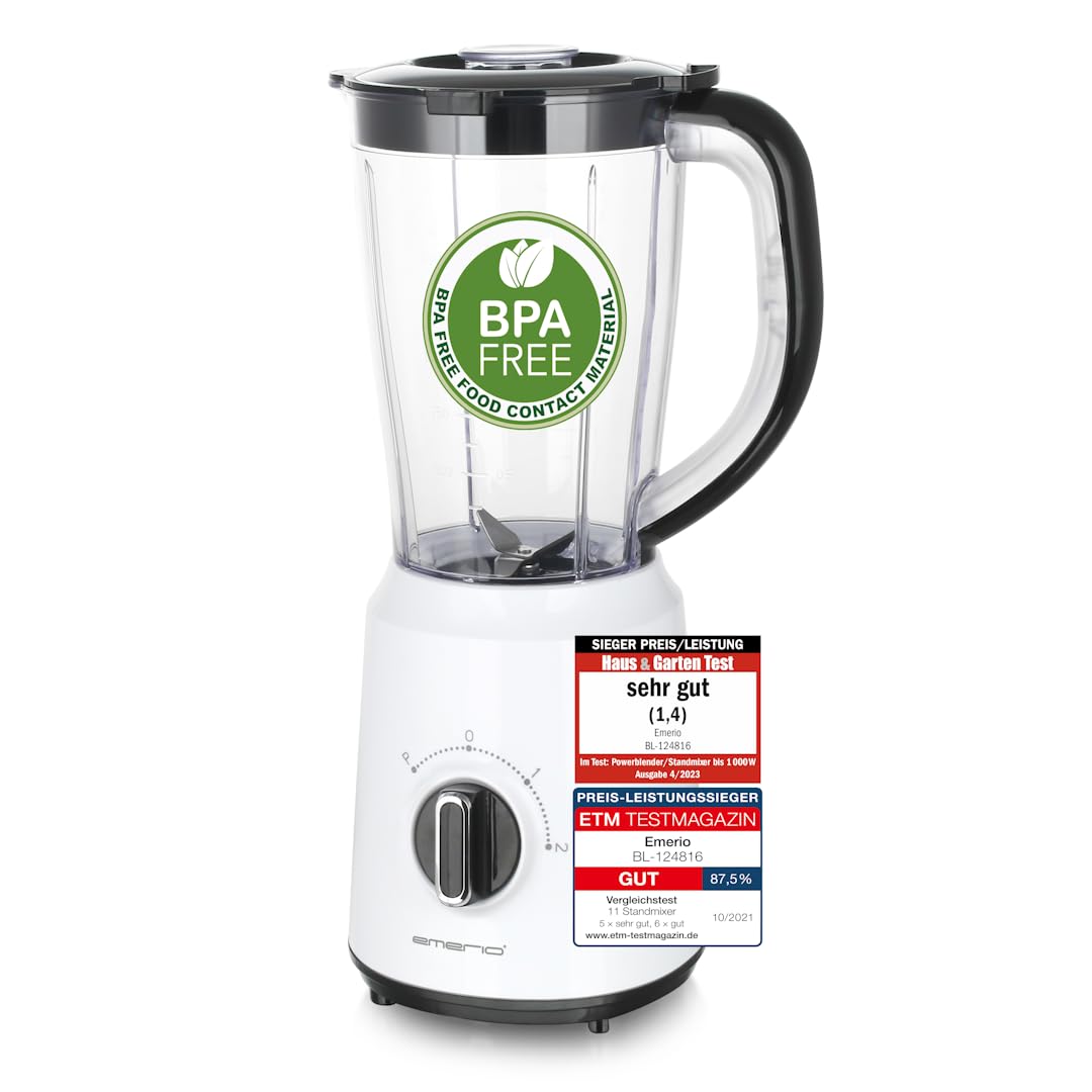 Emerio stacionārais mikseris BL-124816 - bez BPA, 1,5 l trauks, ledus sasmalcināšana, 2 ātrumi, nerūsējošā tērauda naži.